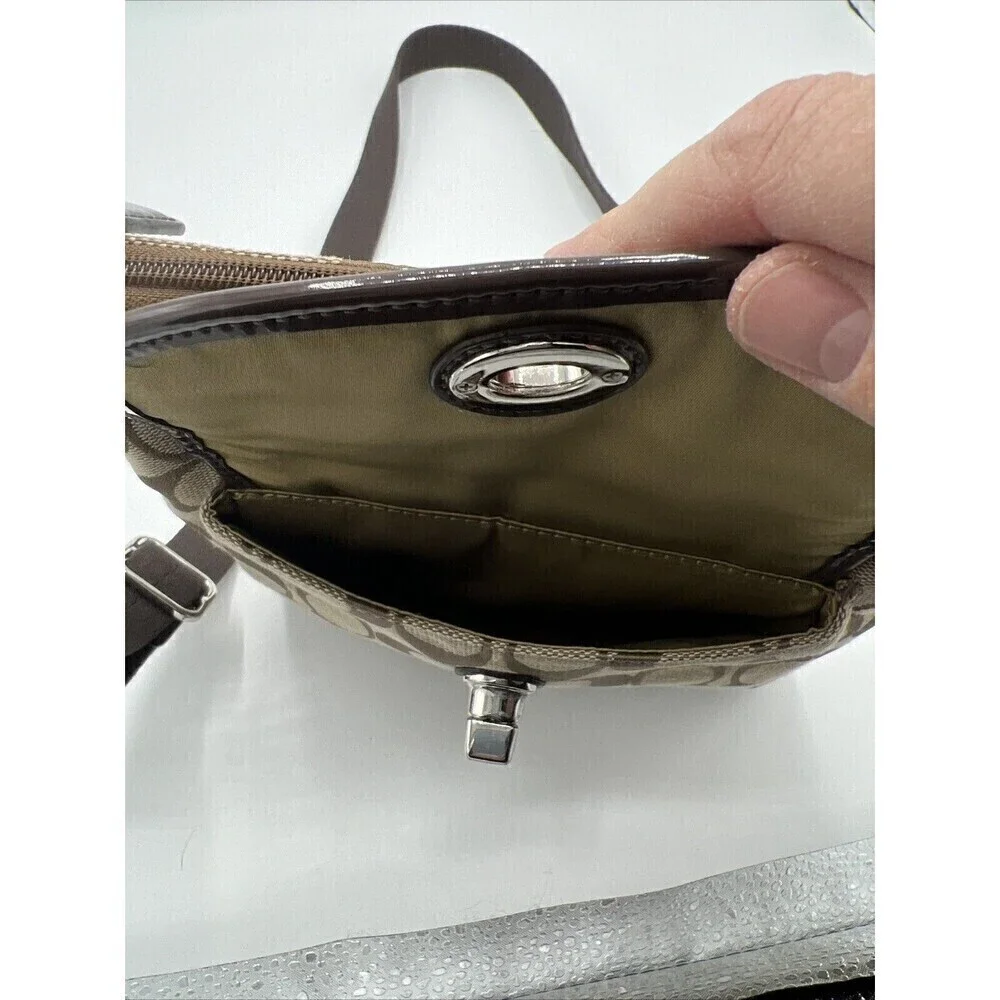 COACH Signature C Jacquard PARK Swingpack Crossbody  F49148 Khaki Mahogany